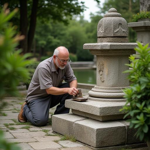 文化財庭園の石組修復
